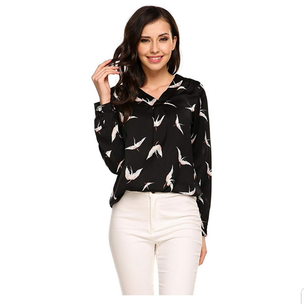 Womens summer v-neck birds